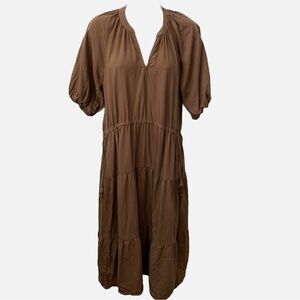 Velvet Heart, The Cassie, Tiered, Elbow Length Puffed Sleeve Midi Dress